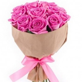 Букет 15 розовых роз аква 
